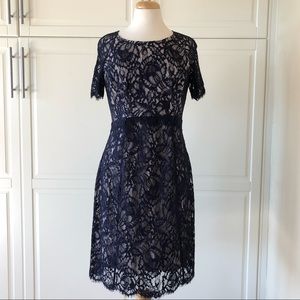Seraphine Luxe Maternity Nursing Breastfeeding Cocktail Dress Navy Lace Size 6.